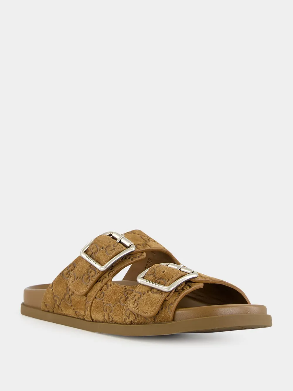 San Antonio Shoes Sandals Brown GG Suede Double Buckle Sandals