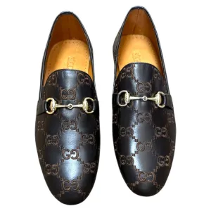 Brown Men's Luxury Trendy Loafers Slip-on Dress Shoes with Gold Buckle Style No: 1150 Chunky Suede Loafers