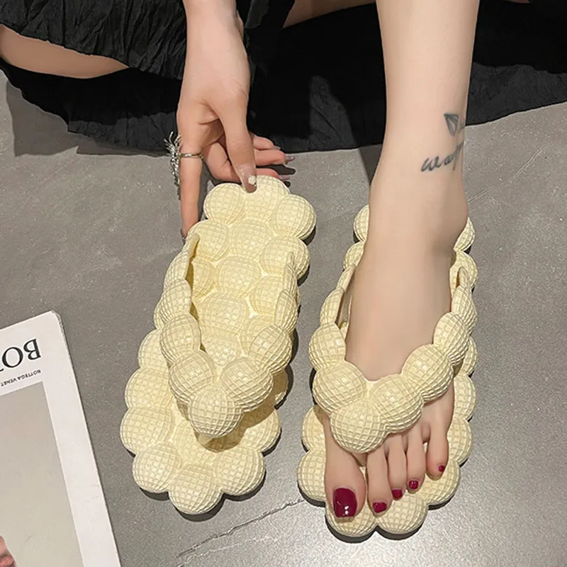 Flip Flops Jelly Slide Bubble Slippers Summer Flip-flops Women Indoor Outdoor Flat Sandals Beach Shoes