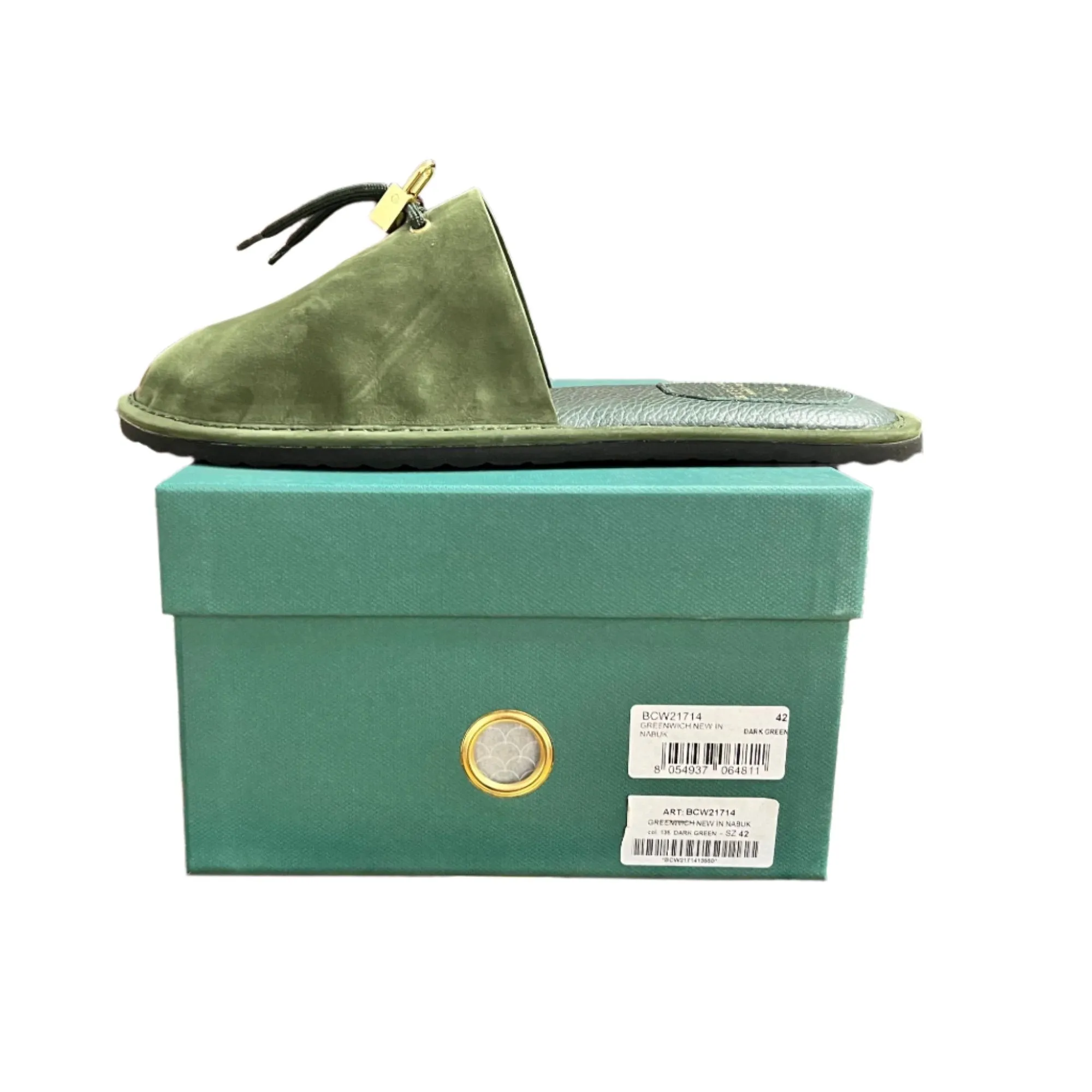 Most Comfort Slides Buscemi Greenwich Dark Green Nabuk Slippers