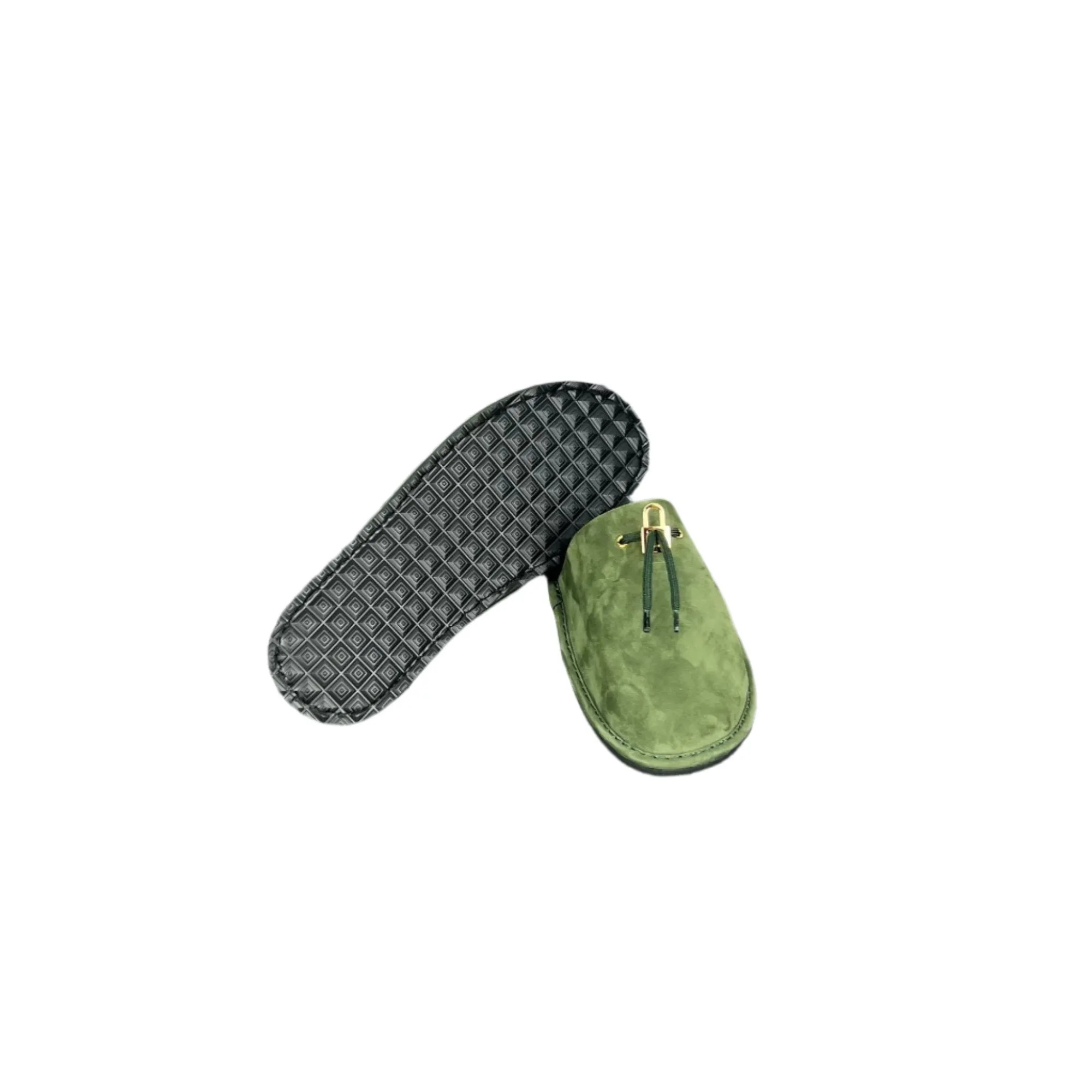 Buscemi Greenwich Dark Green Nabuk Slippers Cheetah Slippers