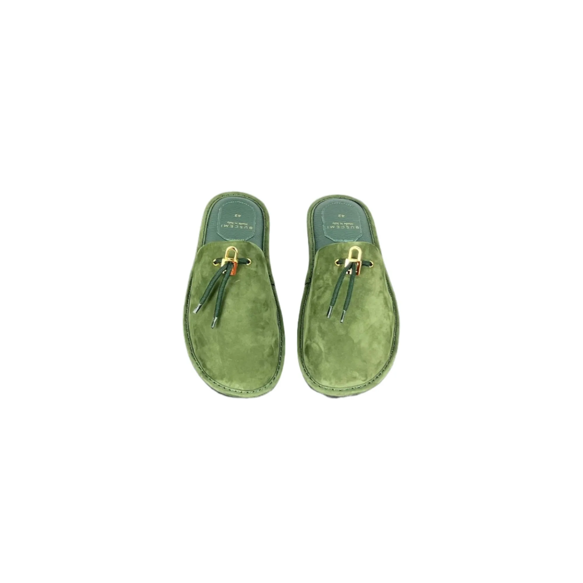 Buscemi Greenwich Dark Green Nabuk Slippers Espadrilles Slippers