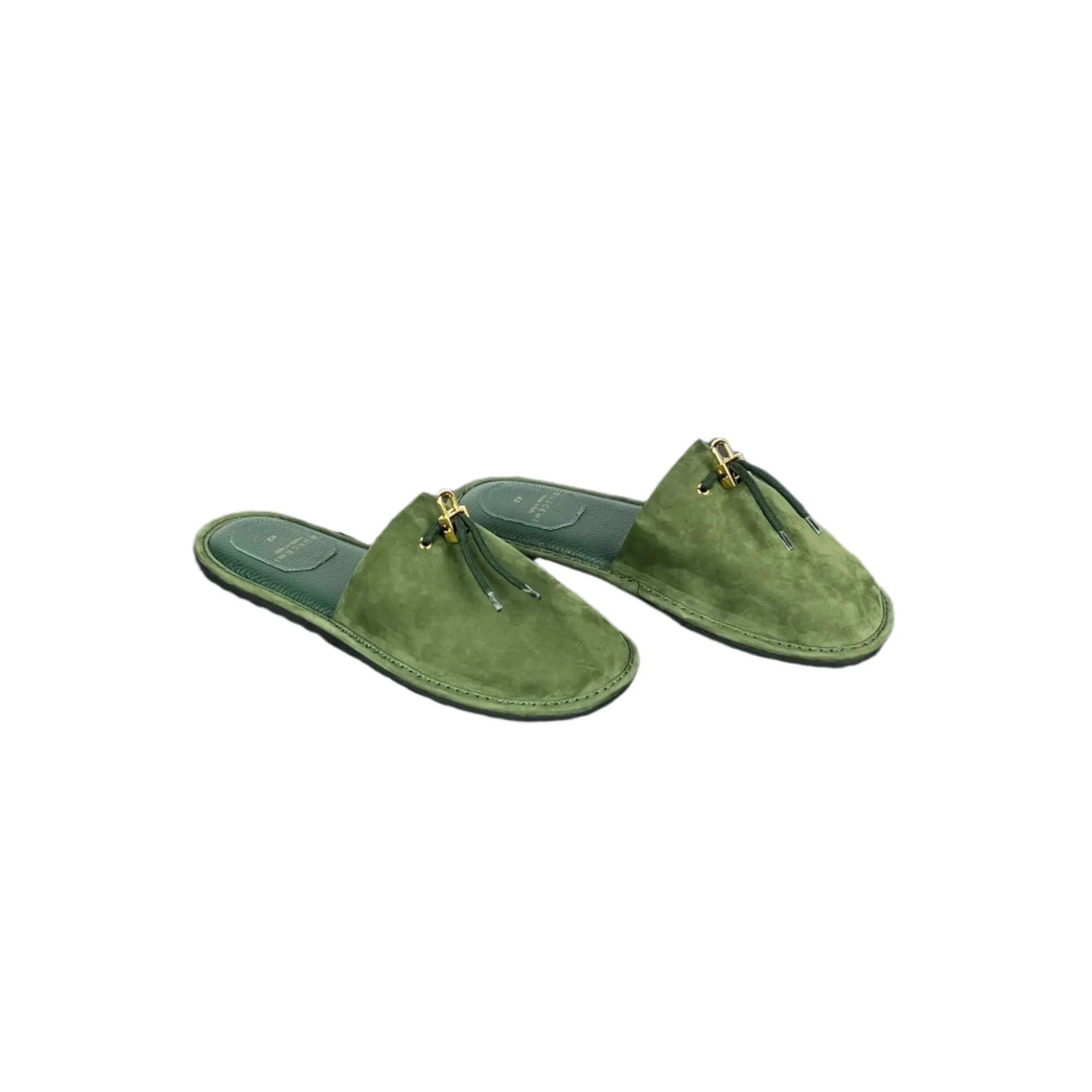 Buscemi Greenwich Dark Green Nabuk Slippers Posee Slippers Made In Which Country