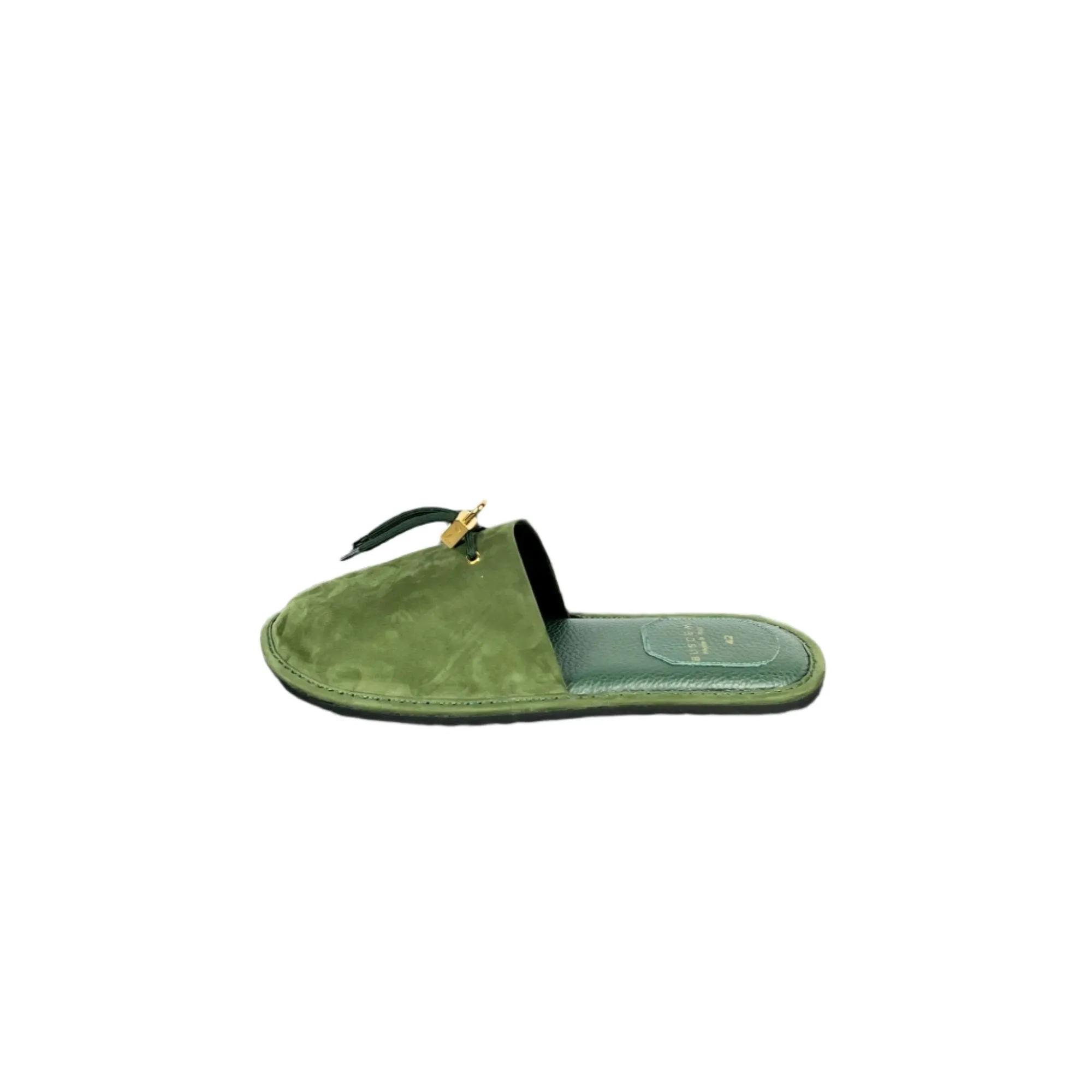 Buscemi Greenwich Dark Green Nabuk Slippers Waterproof Slides