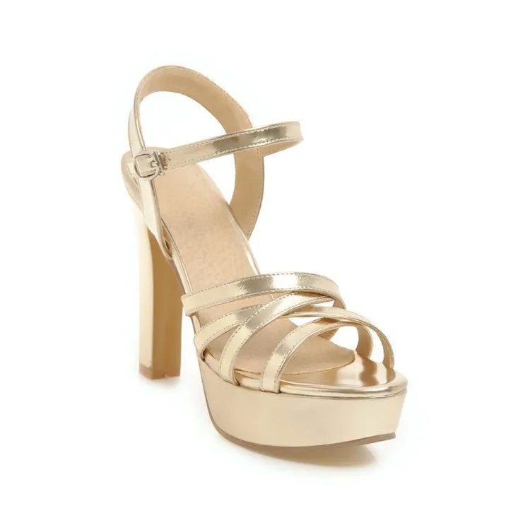 Saint Laurent Cassandra Sandals Women's Solid Color Hollow Out Roman Style Chunky Heel High Heels Platform Sandals