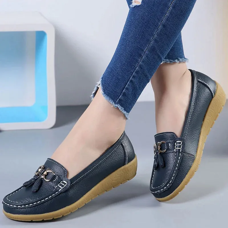 Cassia - Stylish Low-Heeled Sneakers for Women Leather Slip On Loafers
