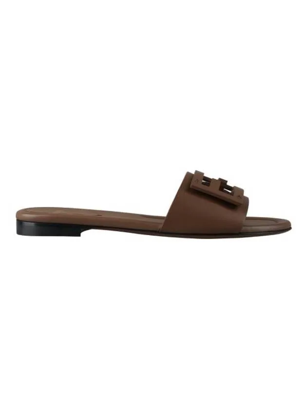 Beachbreak Flip Flops Baguette FF Logo Leather Slippers Mocha