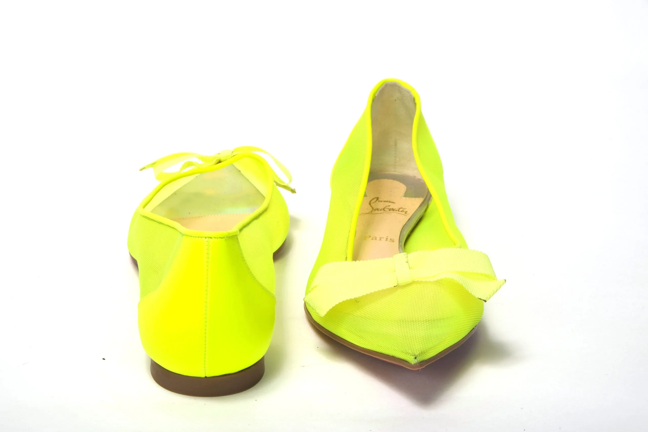 Christian Louboutin Fluro Yellow Flat Point Toe Shoe Top Running Shoes For Flat Feet