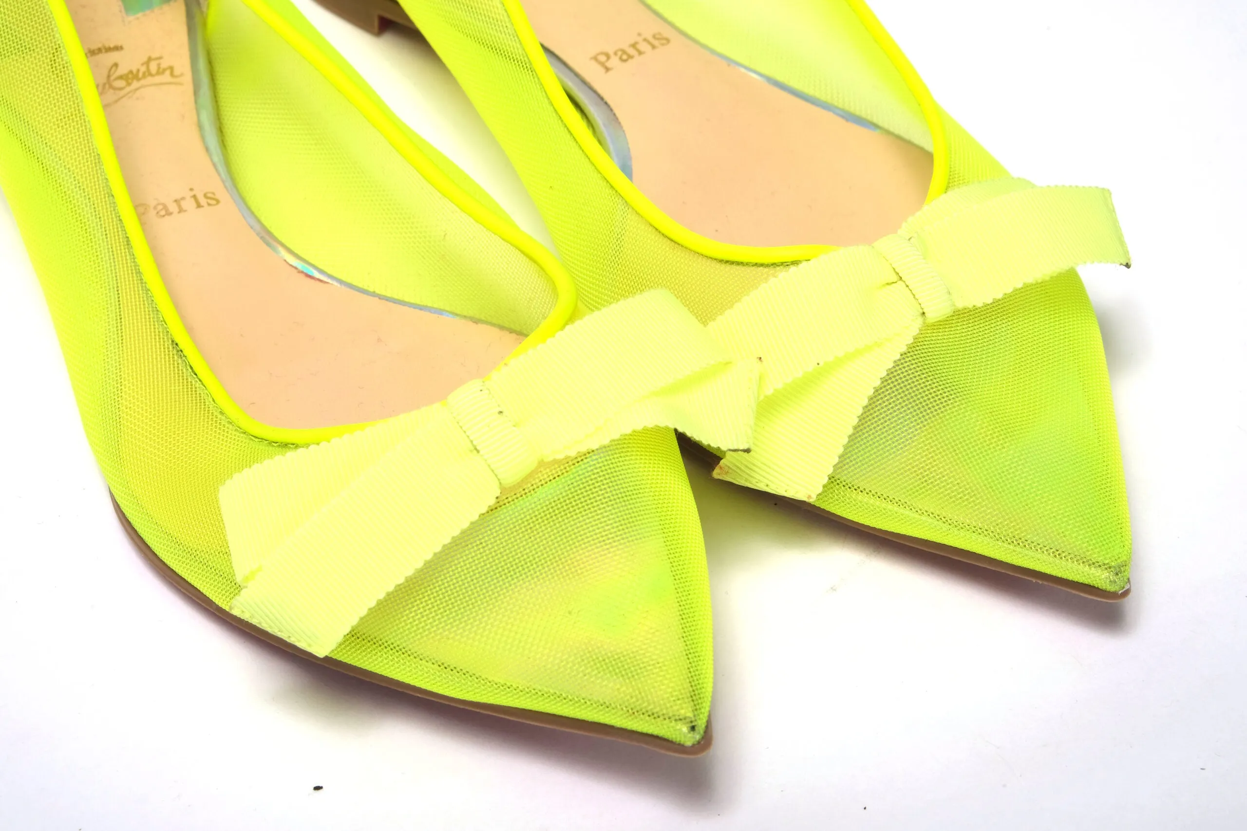 Best Comfy Shoes Christian Louboutin Fluro Yellow Flat Point Toe Shoe