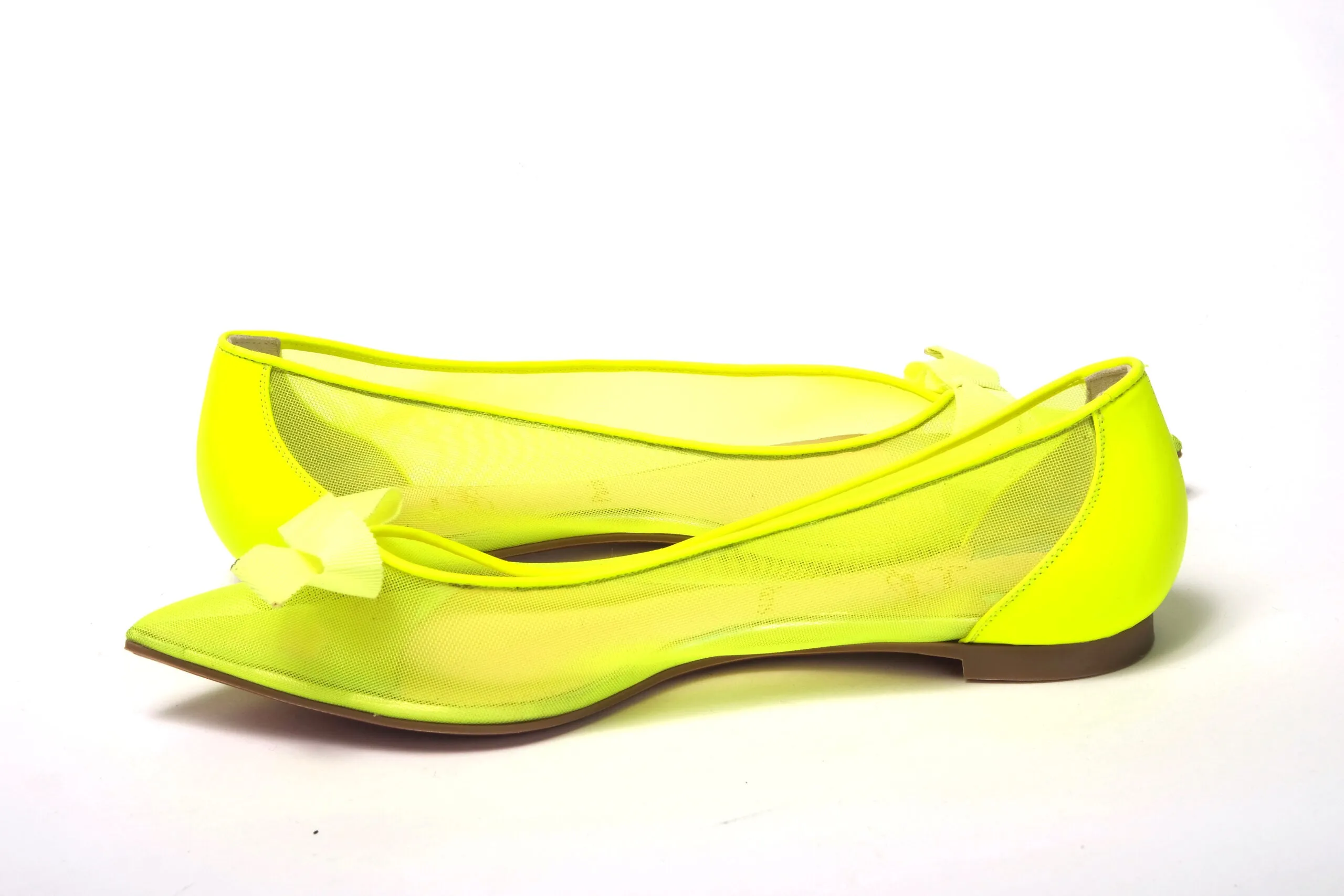 Pearl Shoes Flats Christian Louboutin Fluro Yellow Flat Point Toe Shoe