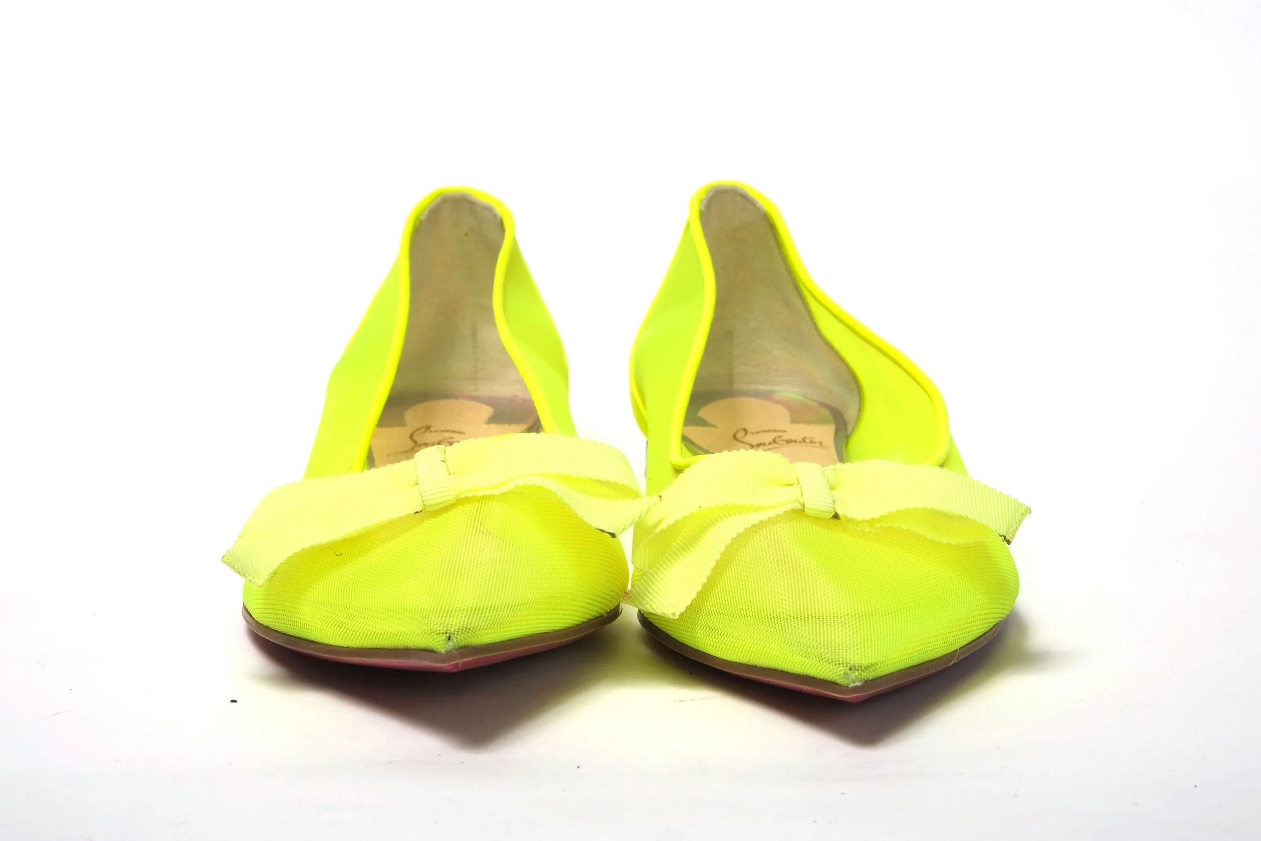 Best Shoes Flat Feet Walking Christian Louboutin Fluro Yellow Flat Point Toe Shoe