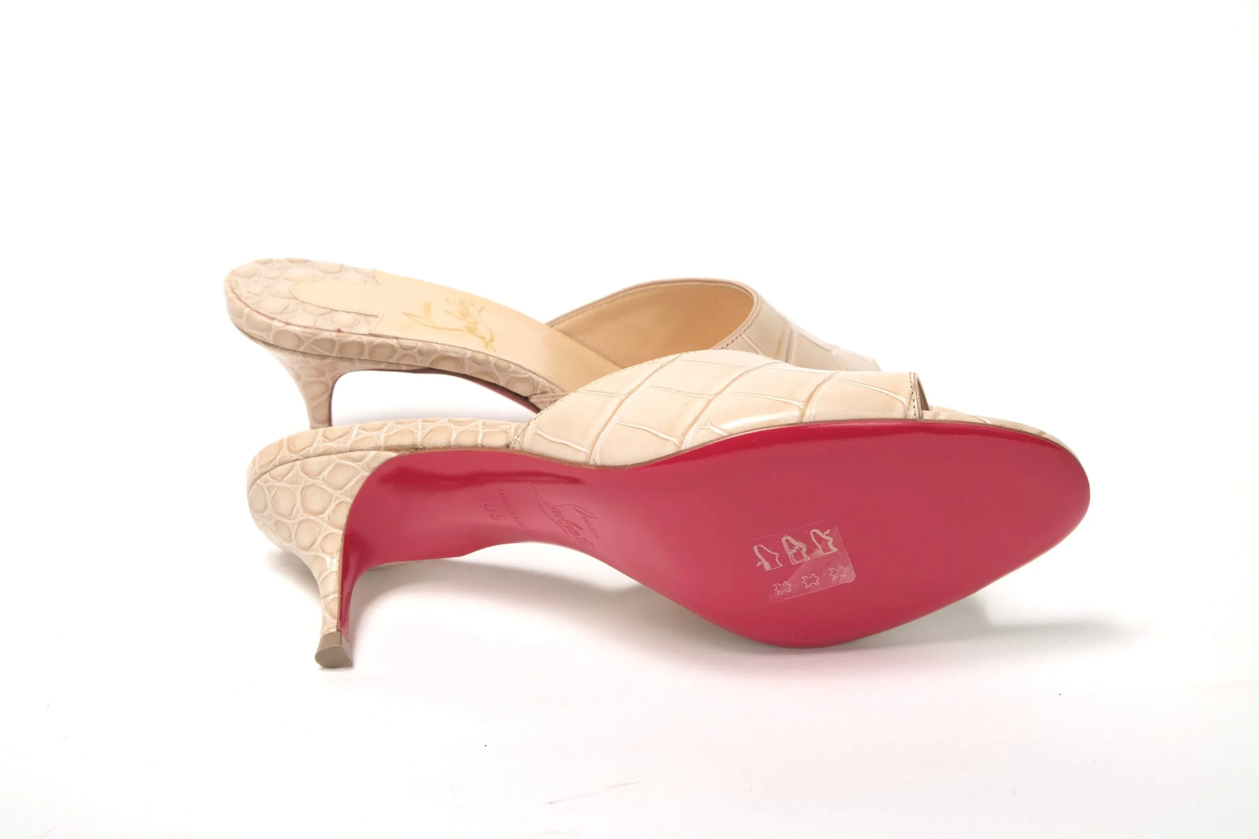 Best Padel Shoes For Flat Feet Christian Louboutin Nougat Kitten Heel Mule Leather Shoes