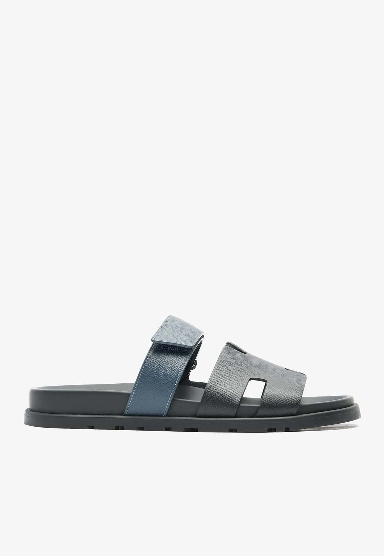 Birkenstock Sandals Big Buckle Chypre Sandals in Black and Bleu Celeste Epsom Leather