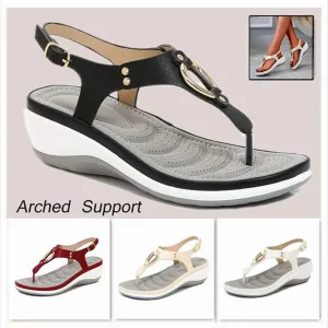 Cilool Beach Solid Color Flip Flops For Women Clip Toe Ladies Shoes Adjustable Flip Flops