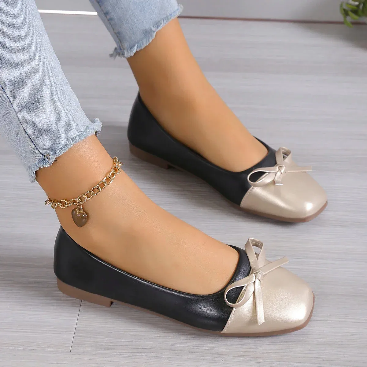 Loafers Slim Bjlxn Women Flats Fashion Cozy Ballerina Women Shoes Dress Slip on Loafers Elegant Bow Flat Office Shoes for Women Zapatos De Mujer