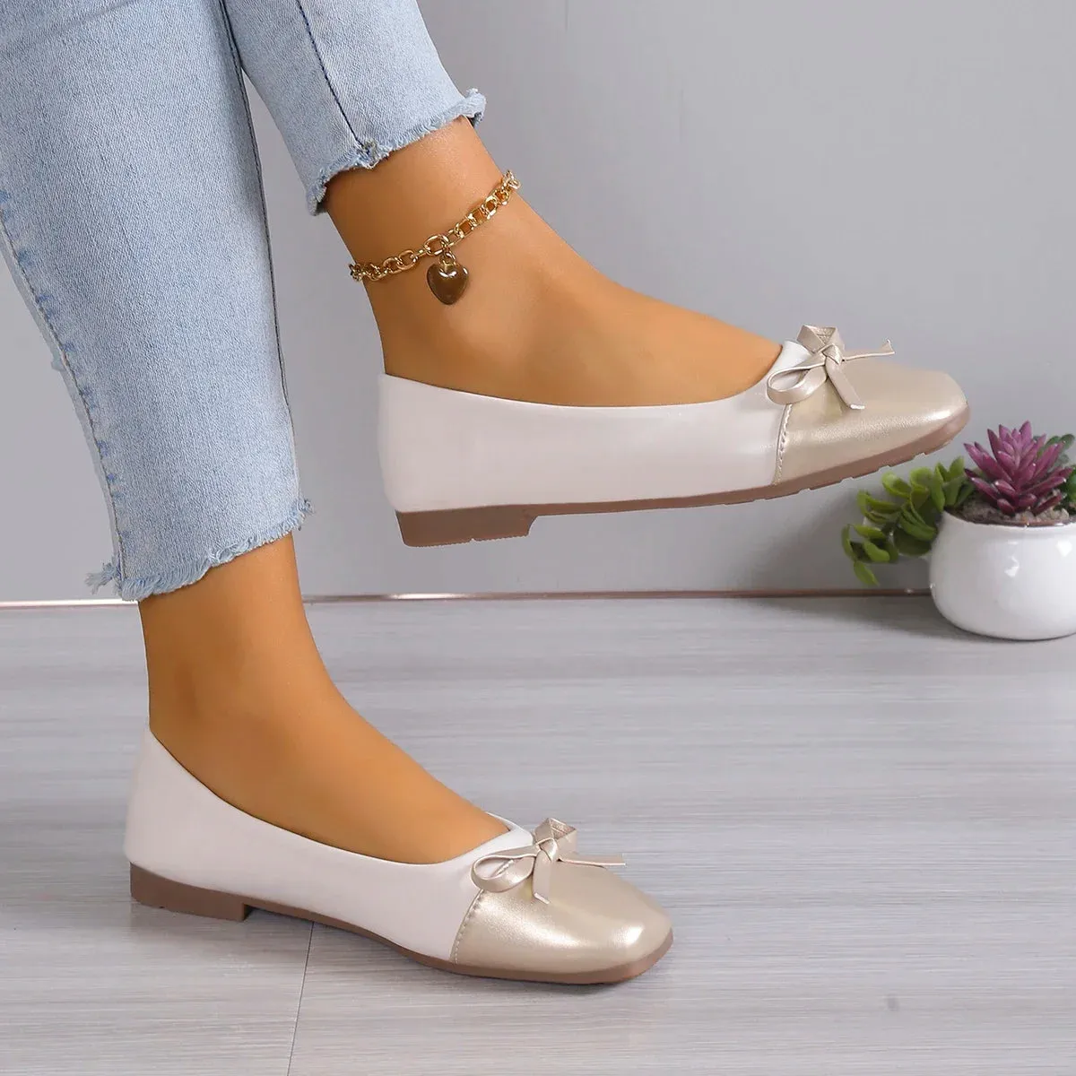 Loafers With Leggings Bjlxn Women Flats Fashion Cozy Ballerina Women Shoes Dress Slip on Loafers Elegant Bow Flat Office Shoes for Women Zapatos De Mujer