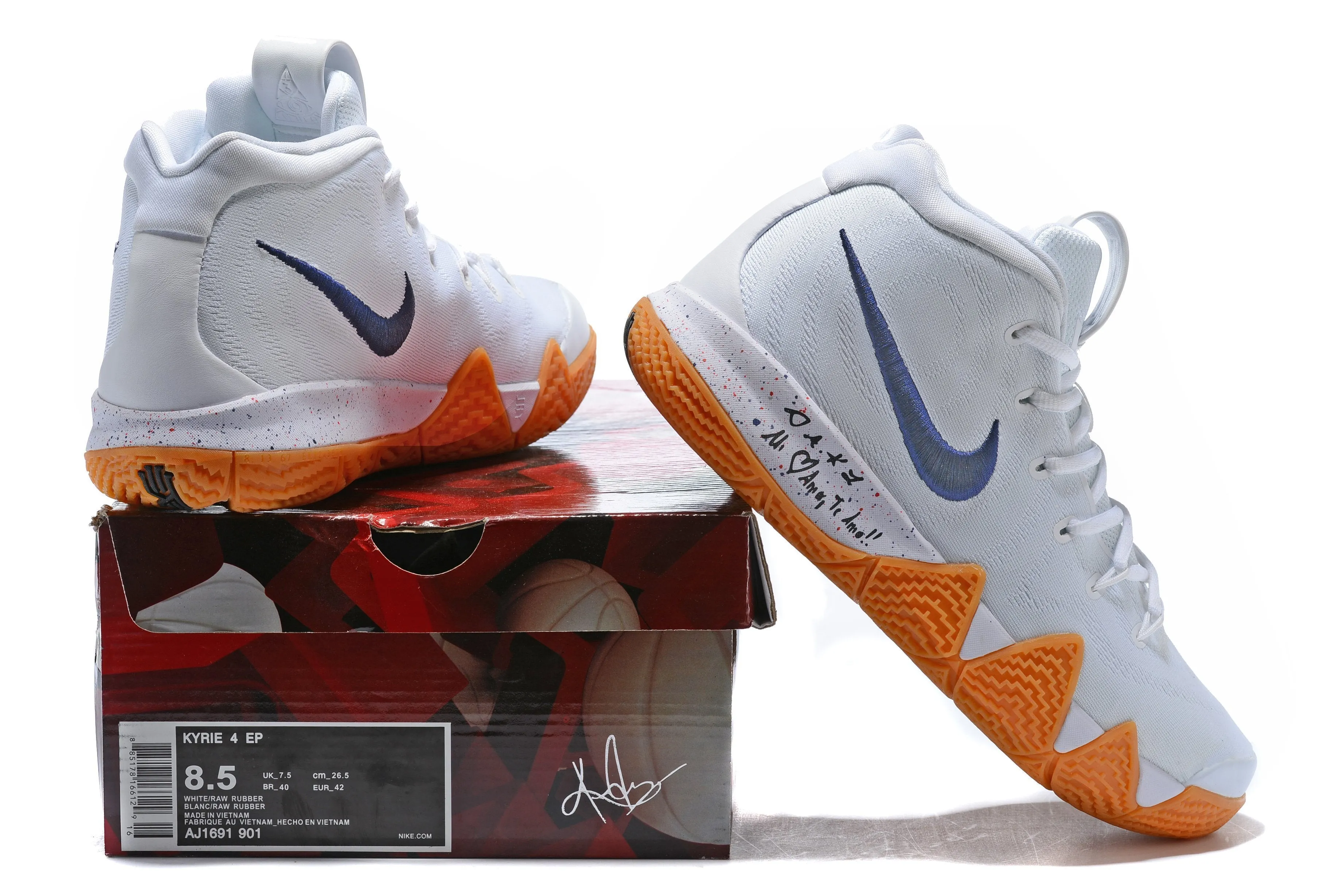 Good Asics Volleyball Shoes Nike Kyrie 4 White Raw Rubber Men Basketball Shoes Sale Size US 7-12