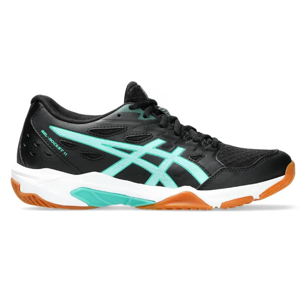 ASICS GEL ROCKET 11 WOMEN'S INDOOR COURT SHOE (BLACK/ILLUMINATE MINT) Asics Running Shoes With Wide Toe Box