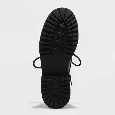 Slip On Ankle Support Open Box - A New Day Women's Faux Leather Lace-Up Casual Flats Round Toe