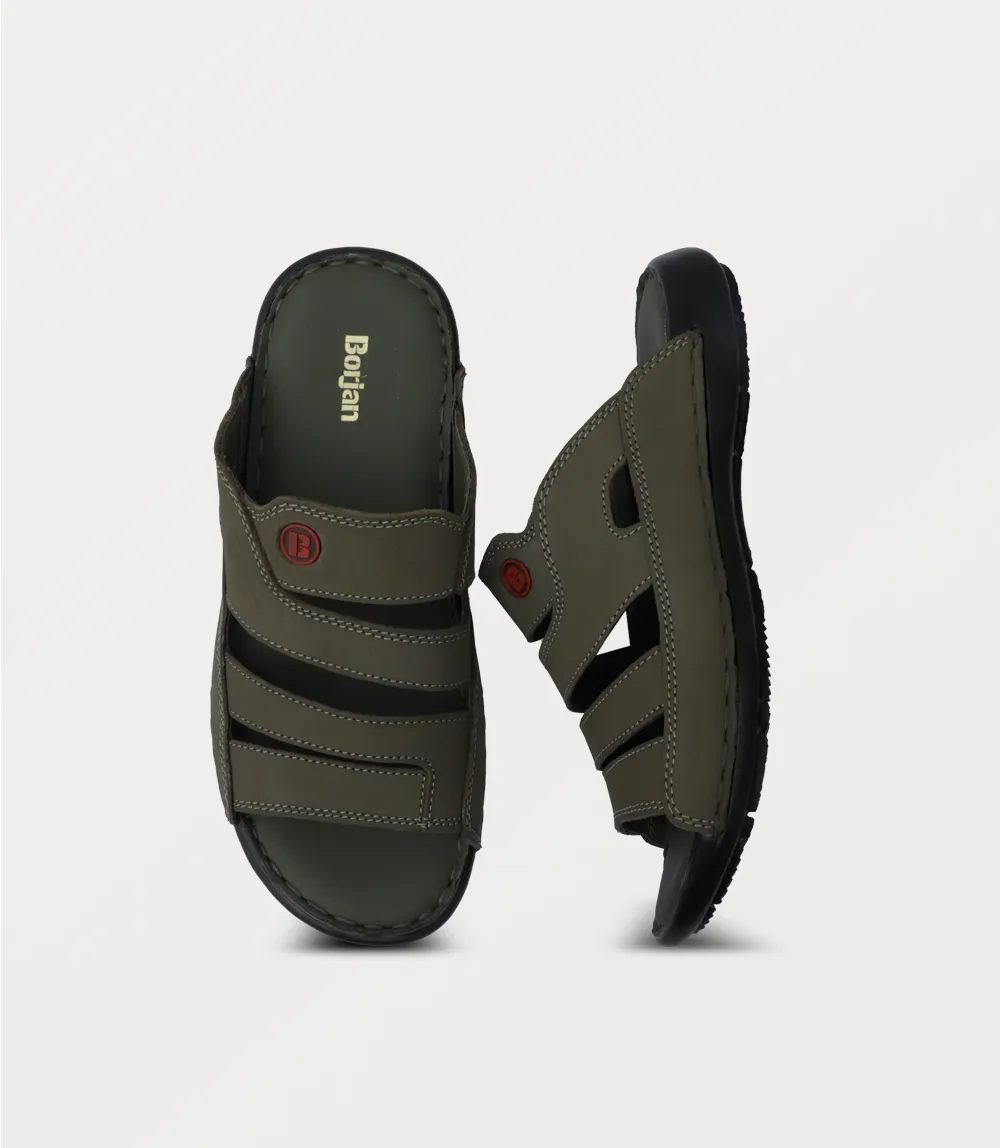 BM6850-OLIVE-Men Slipper Slip On Toe Boots