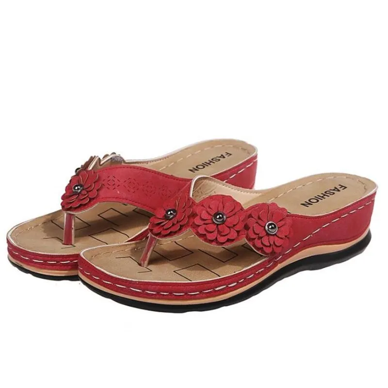 Slippers Women Summer PU Sewing Thong Sandals Vintage Bloomingdale's Flip Flops