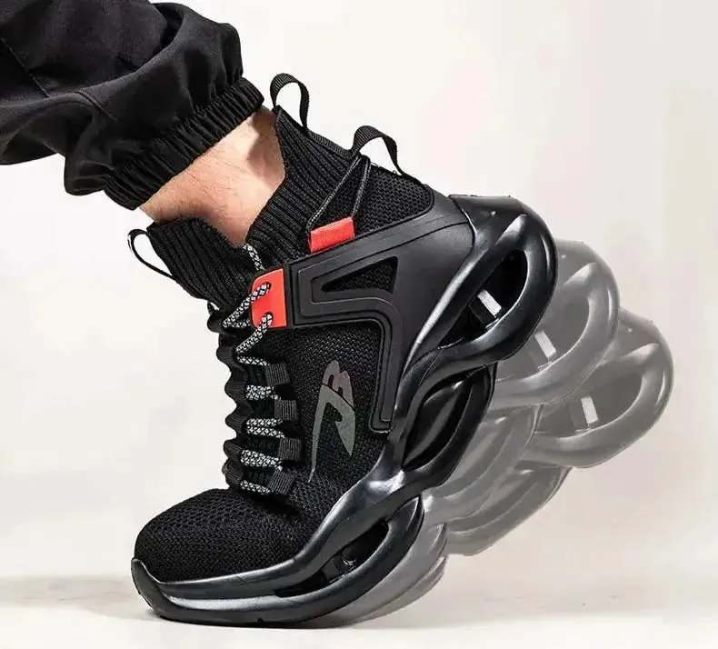 Built Work Boots Breathable Steel Toe Safety Sneakers  Lightweight, Puncture-Resistant Work Shoes