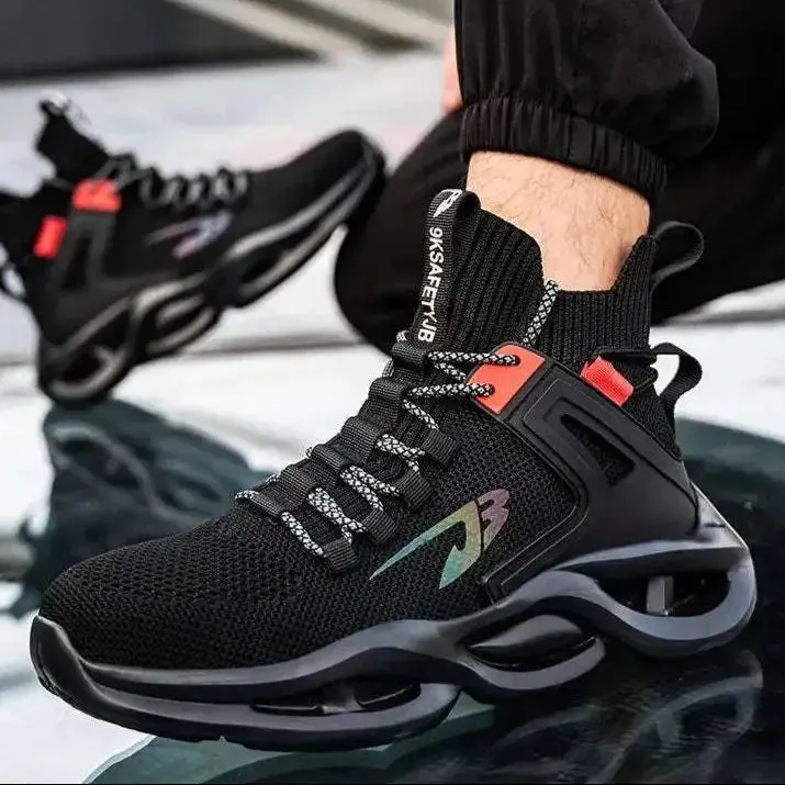 Breathable Steel Toe Safety Sneakers  Lightweight, Puncture-Resistant Work Shoes Composition Toe Work Boots