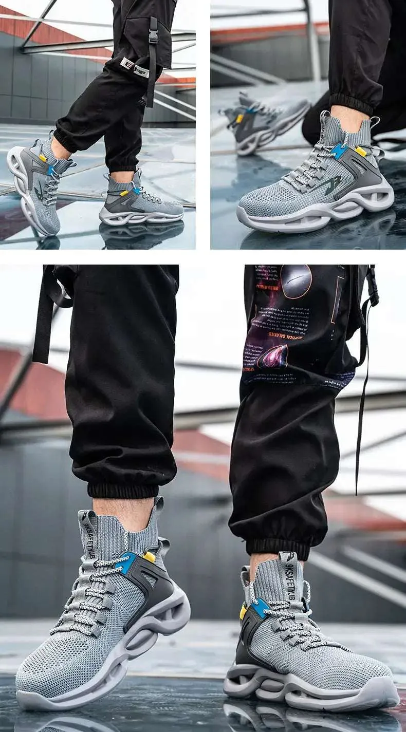 Best All Leather Work Boots Breathable Steel Toe Safety Sneakers  Lightweight, Puncture-Resistant Work Shoes