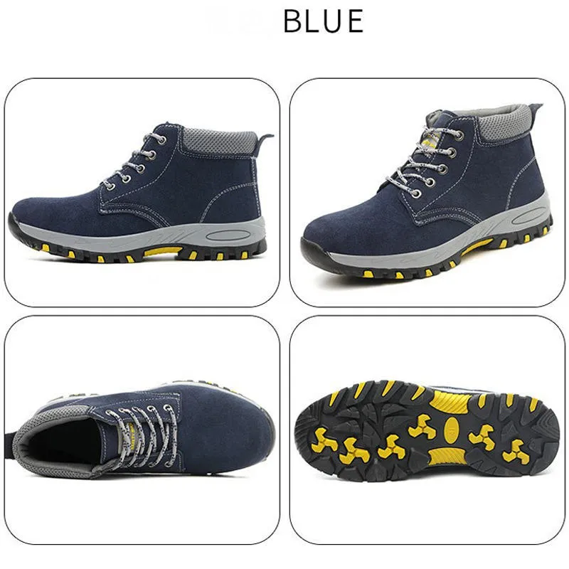 British Made Work Boots Men's Steel Toe Cap Safety Shoes - Protective Work, Hiking, and Trainer Boots