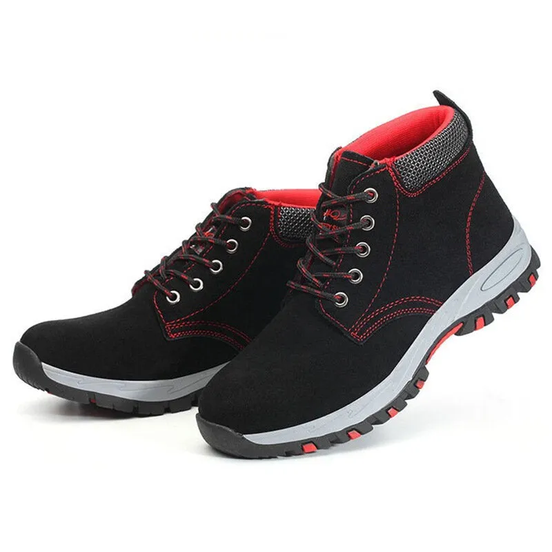 8 Wedge Sole Work Boots Men's Steel Toe Cap Safety Shoes - Protective Work, Hiking, and Trainer Boots