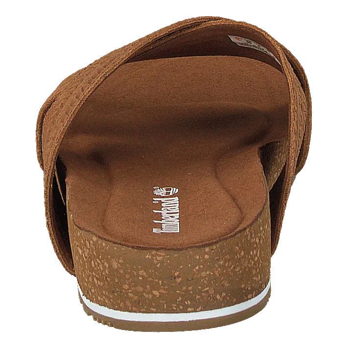 Malibu Waves Cross Slide Rust Embossed Suede Wooden Flip Flops For Crafts