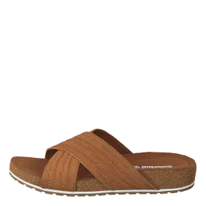 Malibu Waves Cross Slide Rust Embossed Suede Flip Flop Sale