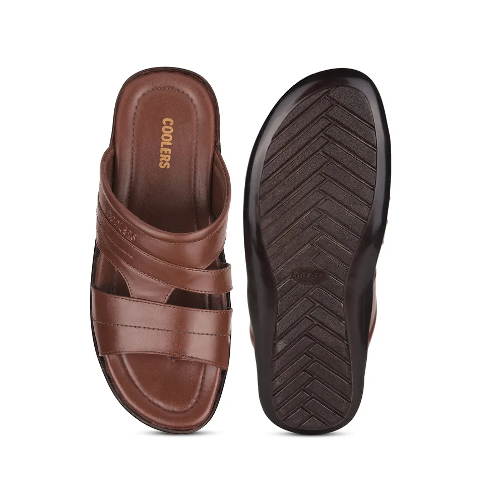 Willow And Ruby Slippers Coolers Casual Tan Toe Ring Slippers For Men COOL99-92 By Liberty