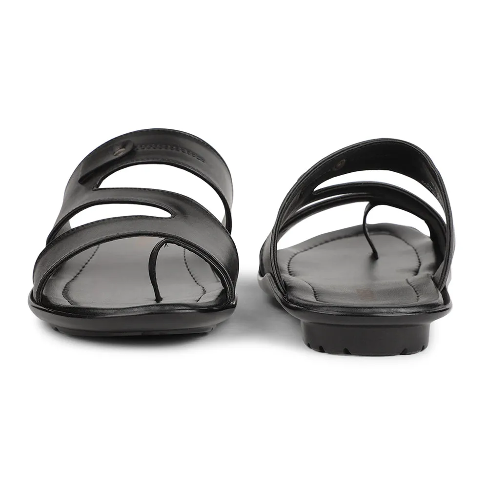 Slippers With A Sole Coolers Black Casual Slipper For Men COOL99-605 By Liberty