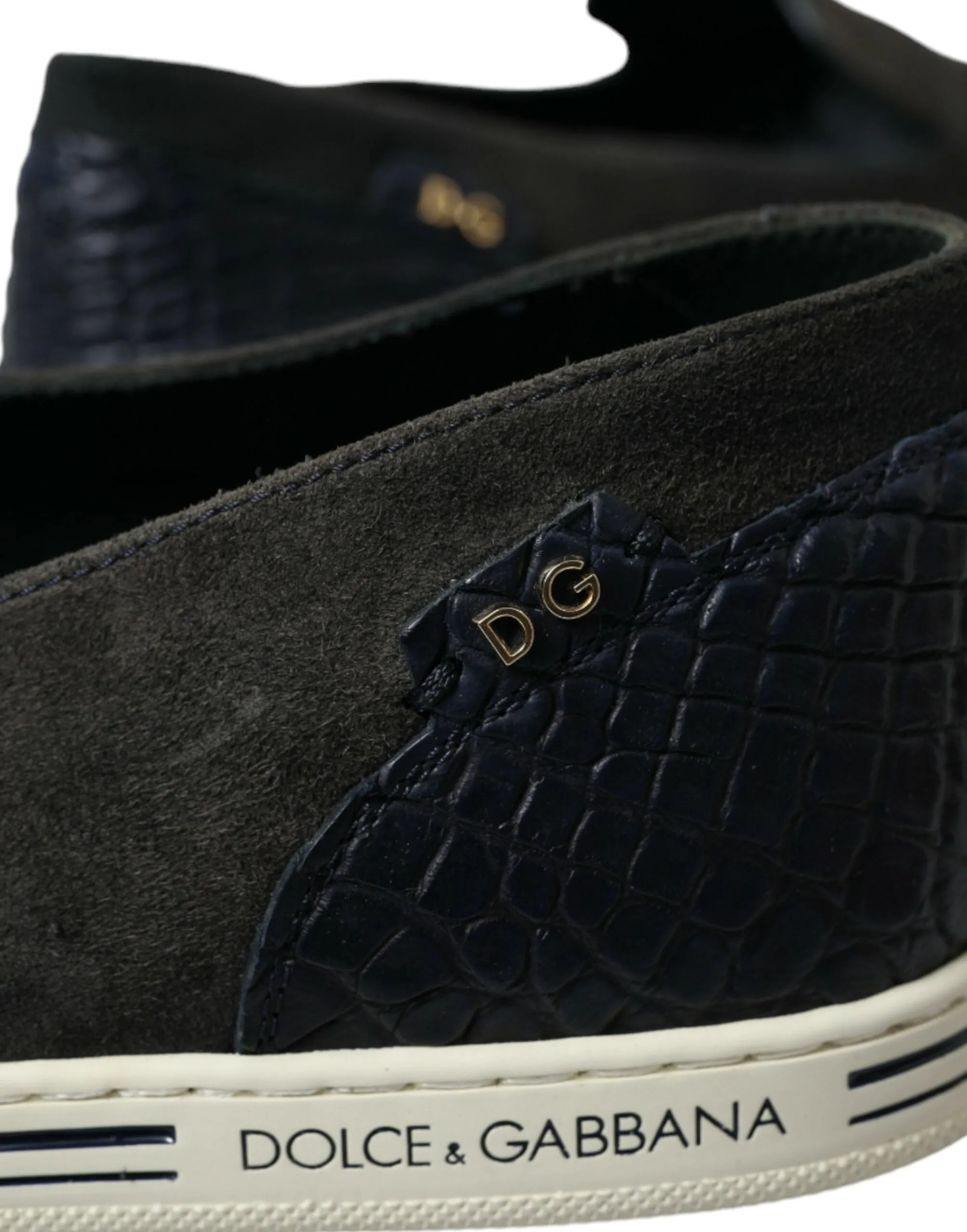 Dolce & Gabbana Blue Suede Caiman Men Loafers Slippers Shoes Slides From Walmart