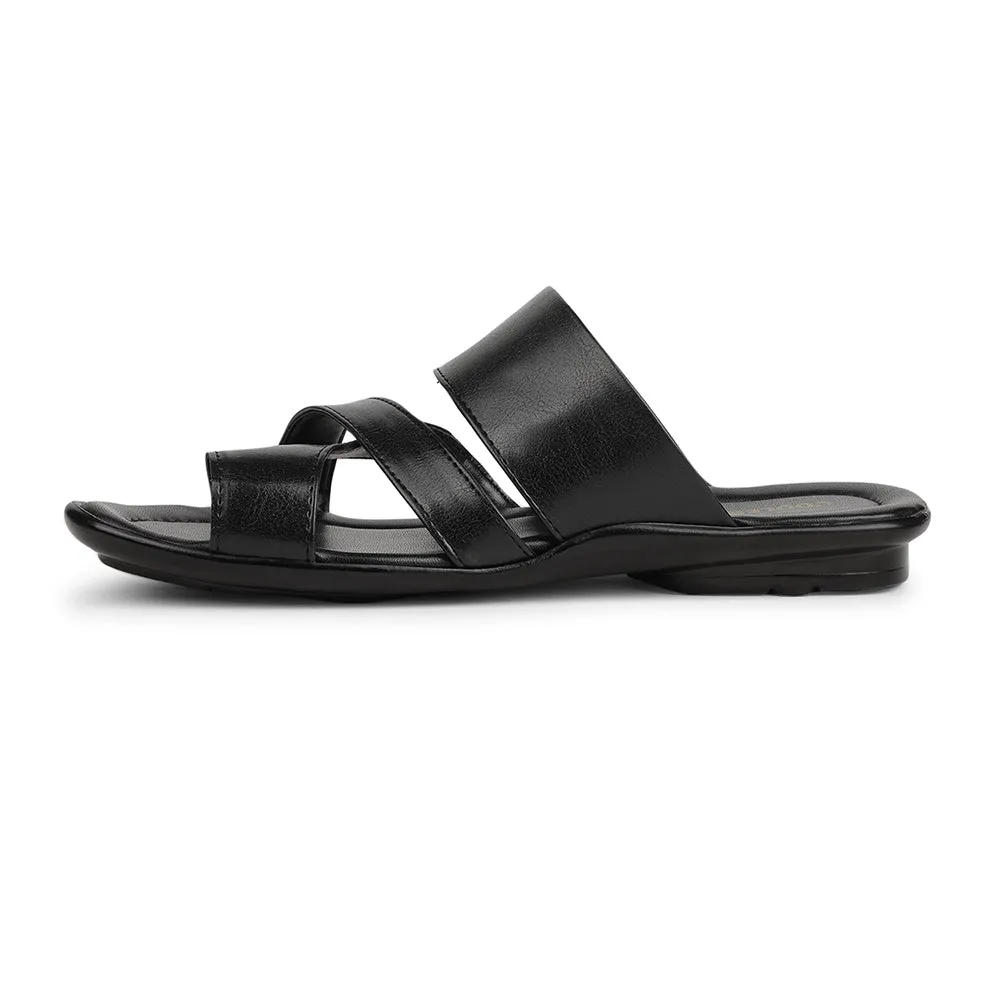 Coolers Black Casual Slipper For Men ORTIZ-36 By Liberty Glass Slippers