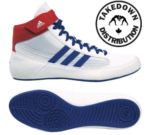 Adidas Shoe Wrestling HVC Kids Youth WHITE RED-BLUE Adidas Shoes No Tie