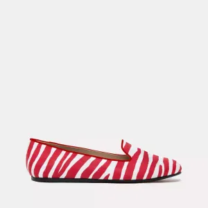 Korks Shoes Flats Charles Philip Zebra Print Silk Loafers with Tassels