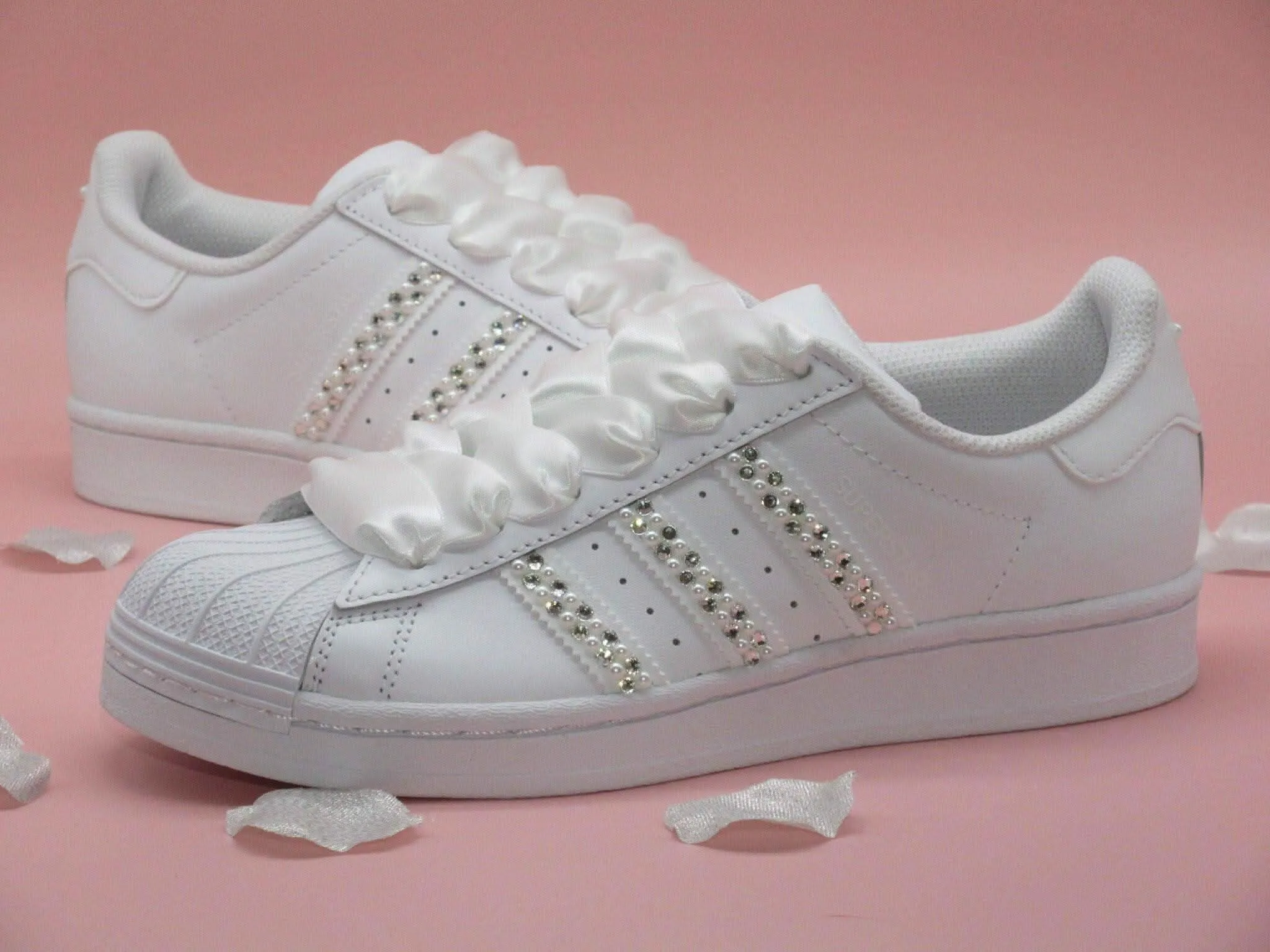 New Adidas Shoes Football Custom Crystal & Pearl Adidas Bridal Wedding Trainers.