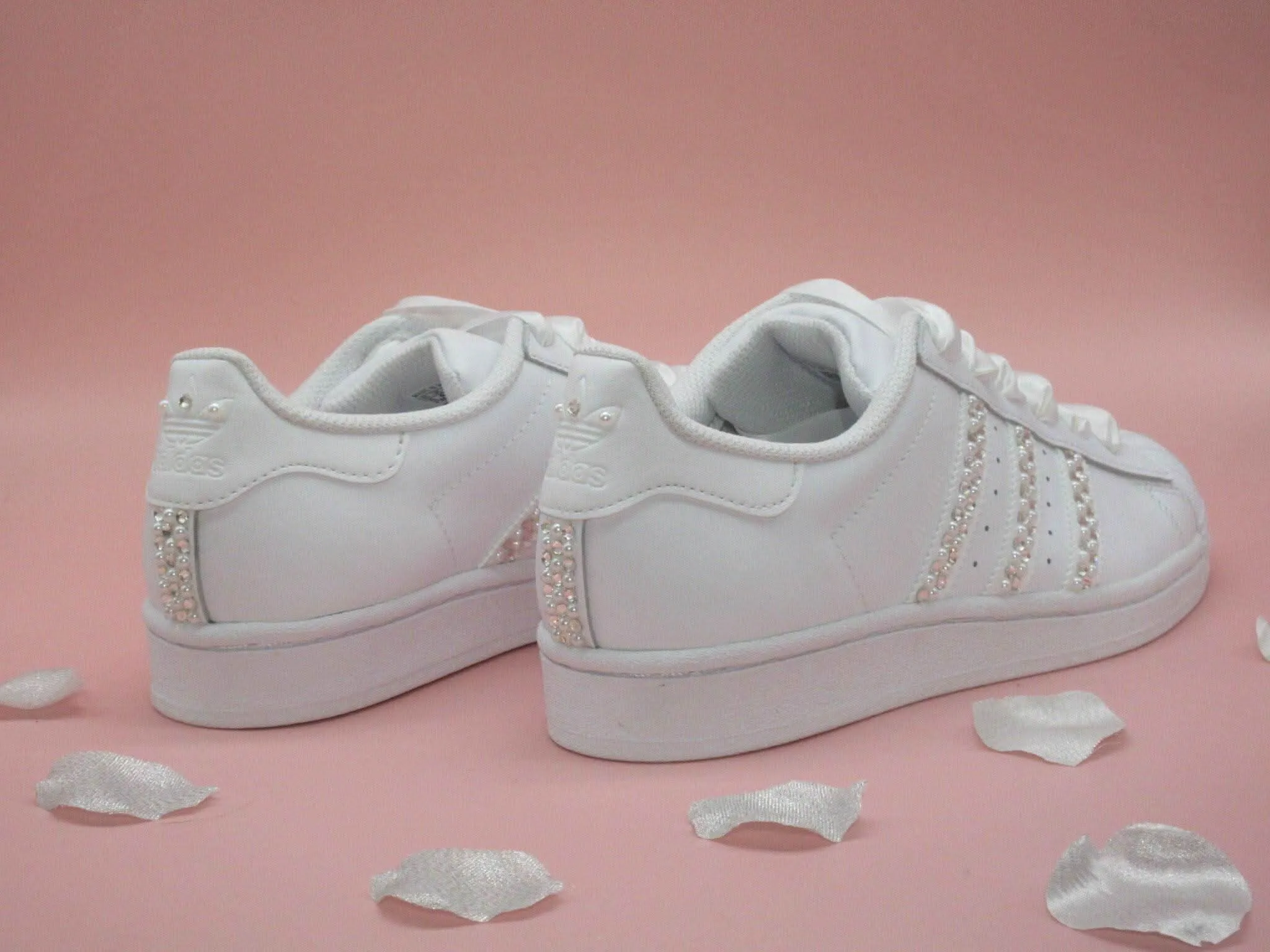 Custom Crystal & Pearl Adidas Bridal Wedding Trainers. Adidas X_plr Athletic Shoe