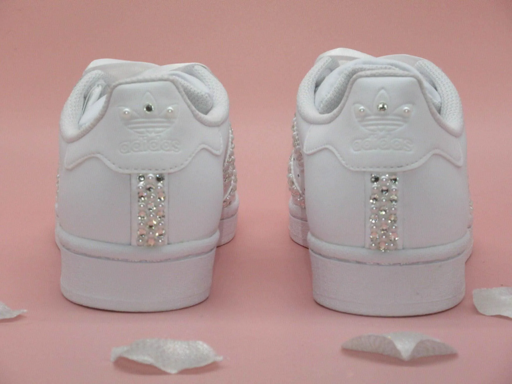 Custom Crystal & Pearl Adidas Bridal Wedding Trainers. Adidas Shoes Size 12