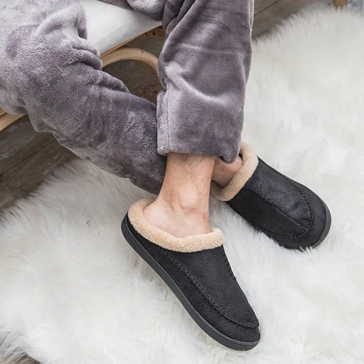 Slide In Clogs Cuzcare Men Suede Indoor Slippers Comfy Sole Warm Shoes