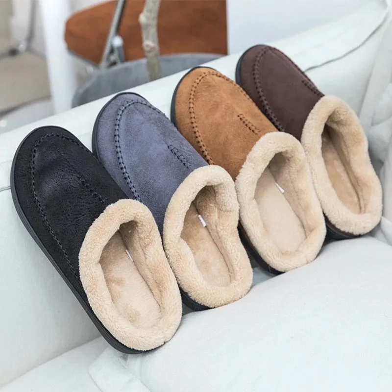 Tired Old Person In Slippers Cuzcare Men Suede Indoor Slippers Comfy Sole Warm Shoes