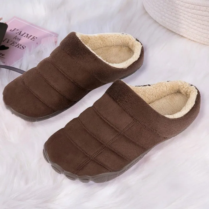 Cuzcare Winter Fur Slippers For Men Suede Interior Shoes Foamies Slippers