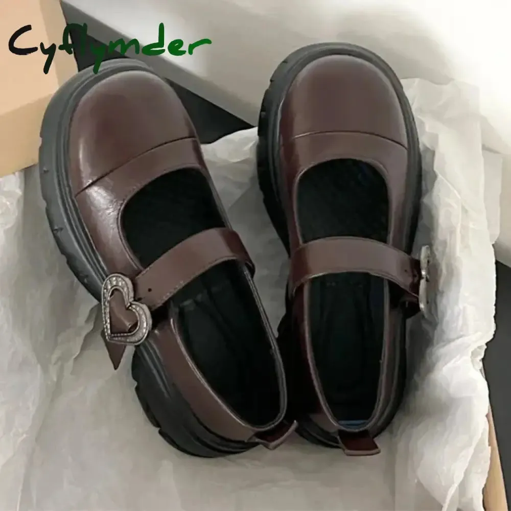 Cyflymder Chunky Loafers Shoes autumn Women Japanese Style Slip On brown Lolita Shoes Women Fashion Thick Sole Round Toe Uniform Shoe Christmas Loafers