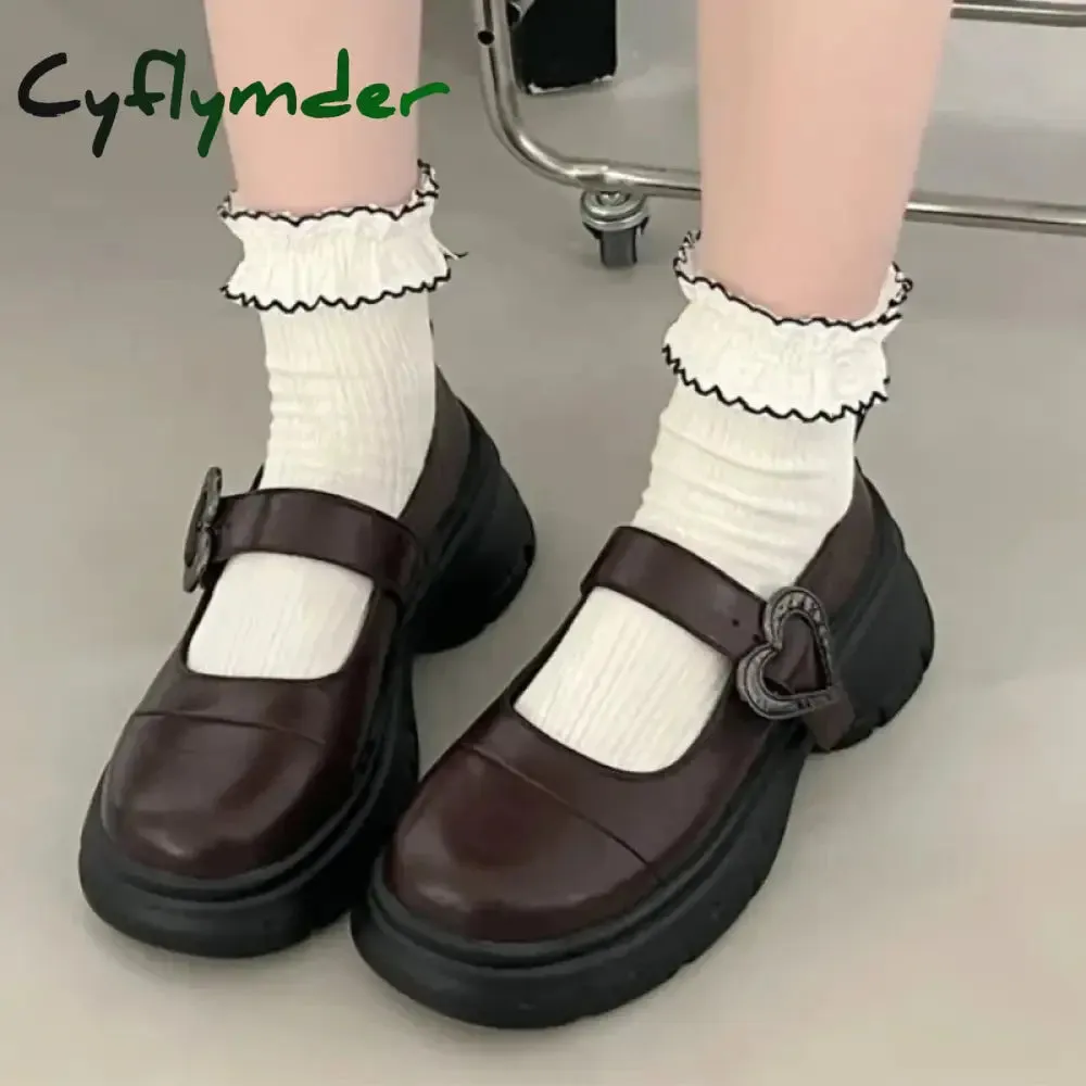 Quilted Loafers Cyflymder Chunky Loafers Shoes autumn Women Japanese Style Slip On brown Lolita Shoes Women Fashion Thick Sole Round Toe Uniform Shoe