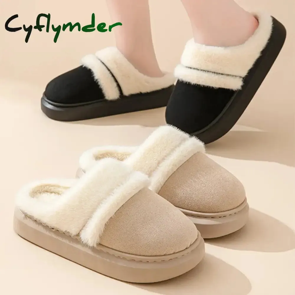 Google Slides Slippers Cyflymder Fashion Fluffy Plush Thick Bottom Slippers New Winter Womens Thicken Warm Slippers Casual Indoor Indoor Cotton Slides Shoes