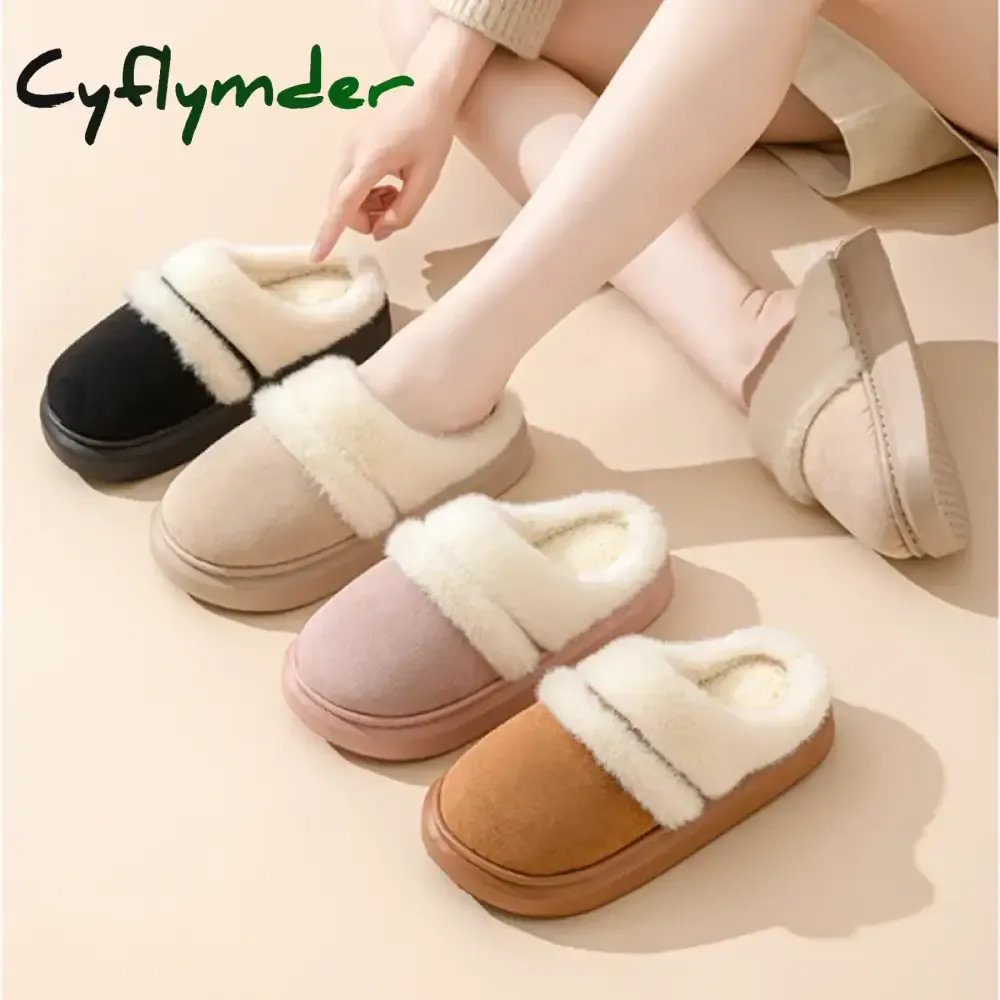 Slippers With Back Cyflymder Fashion Fluffy Plush Thick Bottom Slippers New Winter Womens Thicken Warm Slippers Casual Indoor Indoor Cotton Slides Shoes