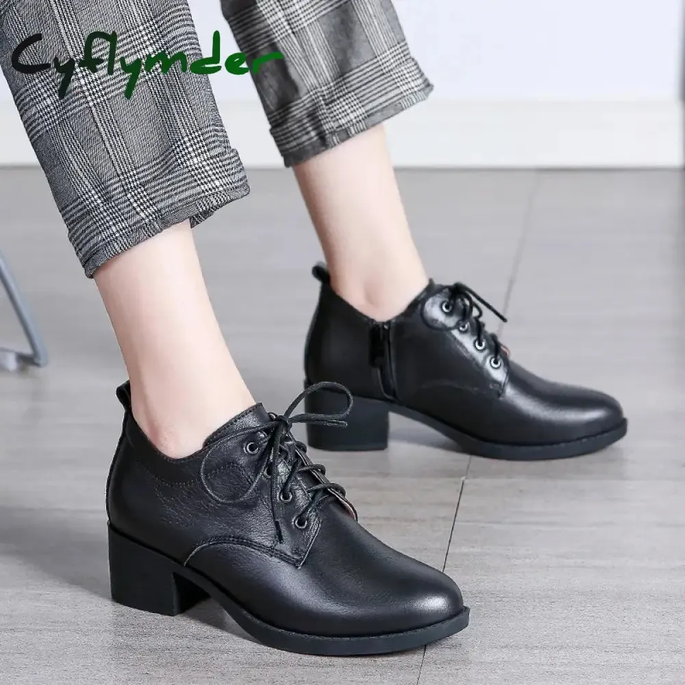 Best Pants For Loafers Cyflymder Women Winter Shoes Women's Loafers Genuine Leather Round Toe Shoes Brown Heels Ladies Pumps Boots Moccassin Rom Strap Fur 41 42