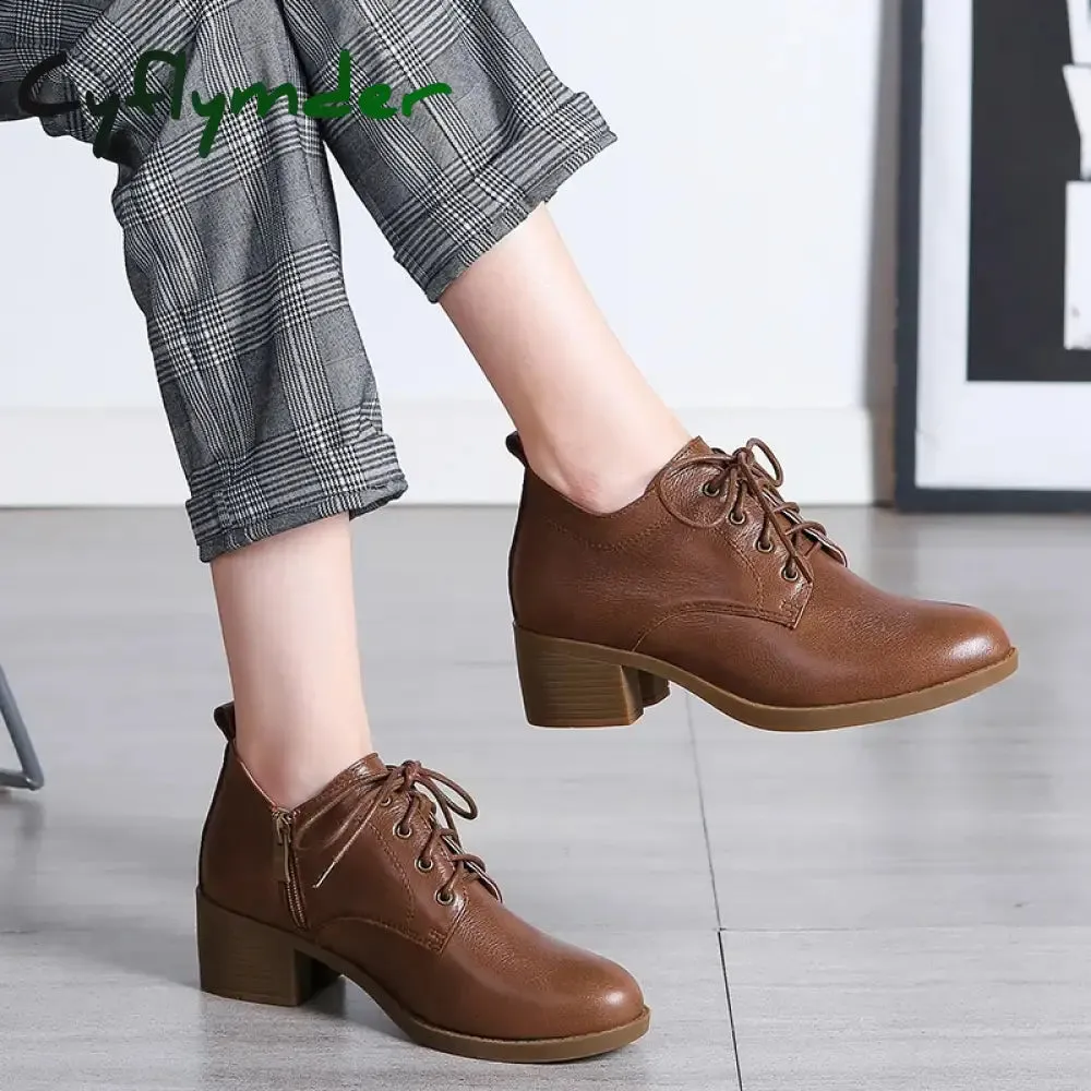 Gomma Loafers Cyflymder Women Winter Shoes Women's Loafers Genuine Leather Round Toe Shoes Brown Heels Ladies Pumps Boots Moccassin Rom Strap Fur 41 42